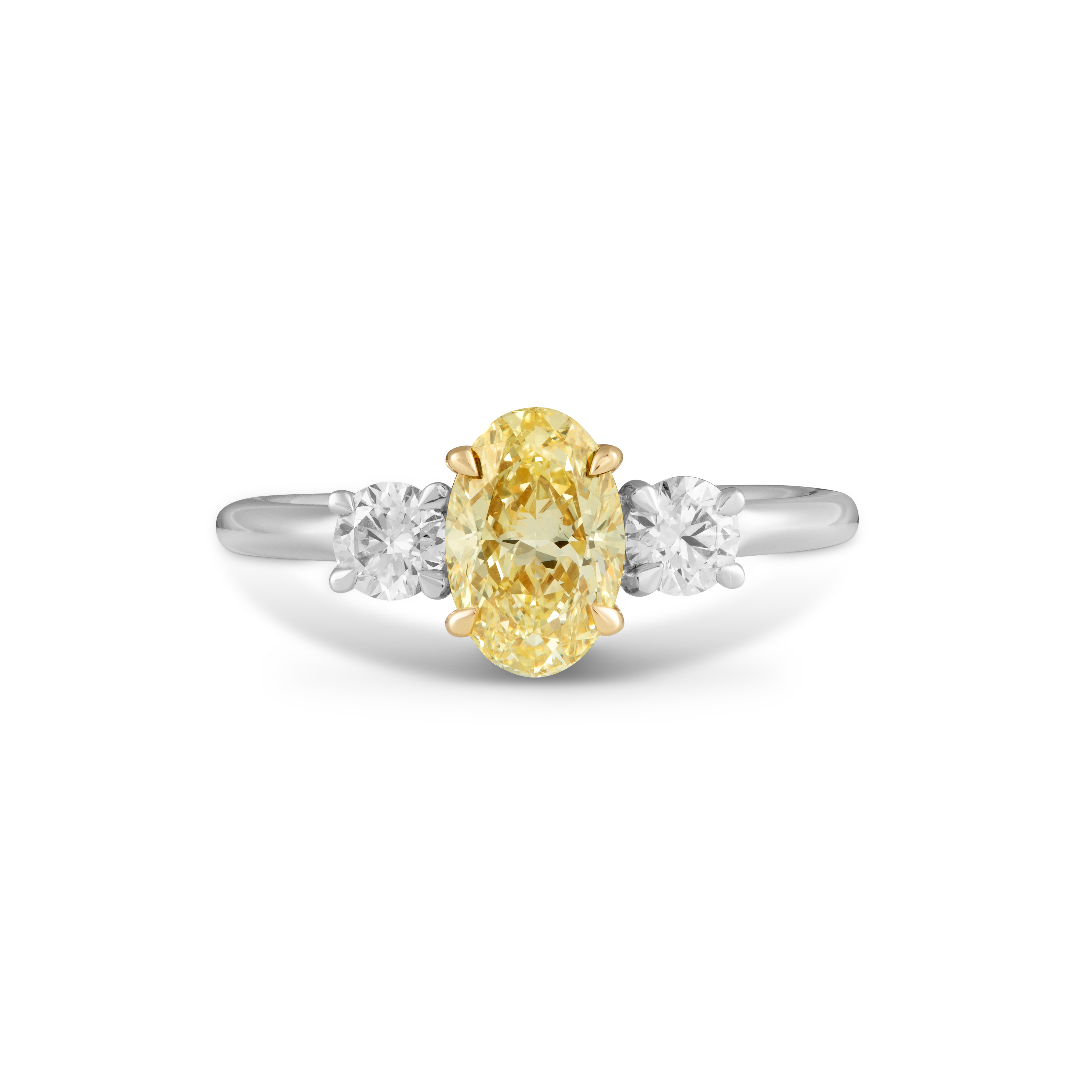 Lab Grown Yellow Solar Diamond Trilogy Platinum Ring