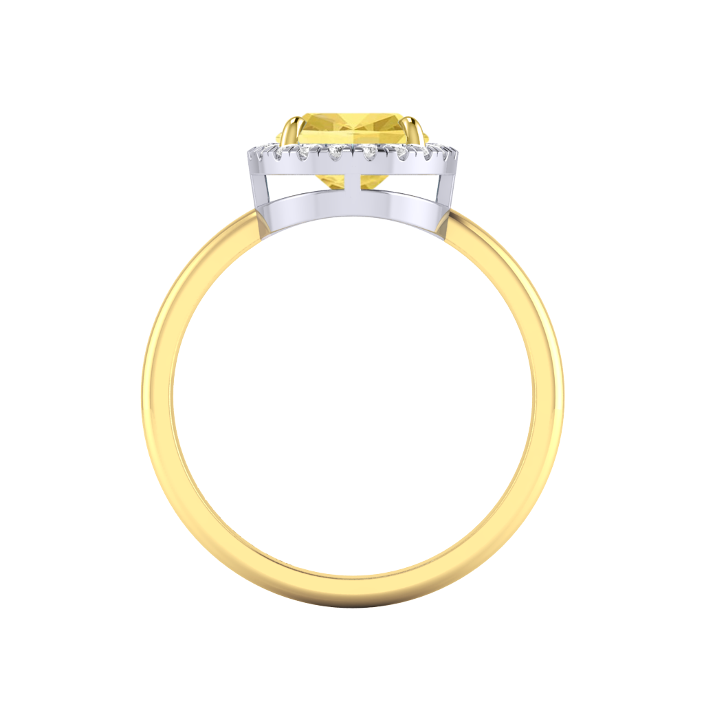 Lab Grown Yellow Solar Diamond Halo 18K Yellow Gold Ring
