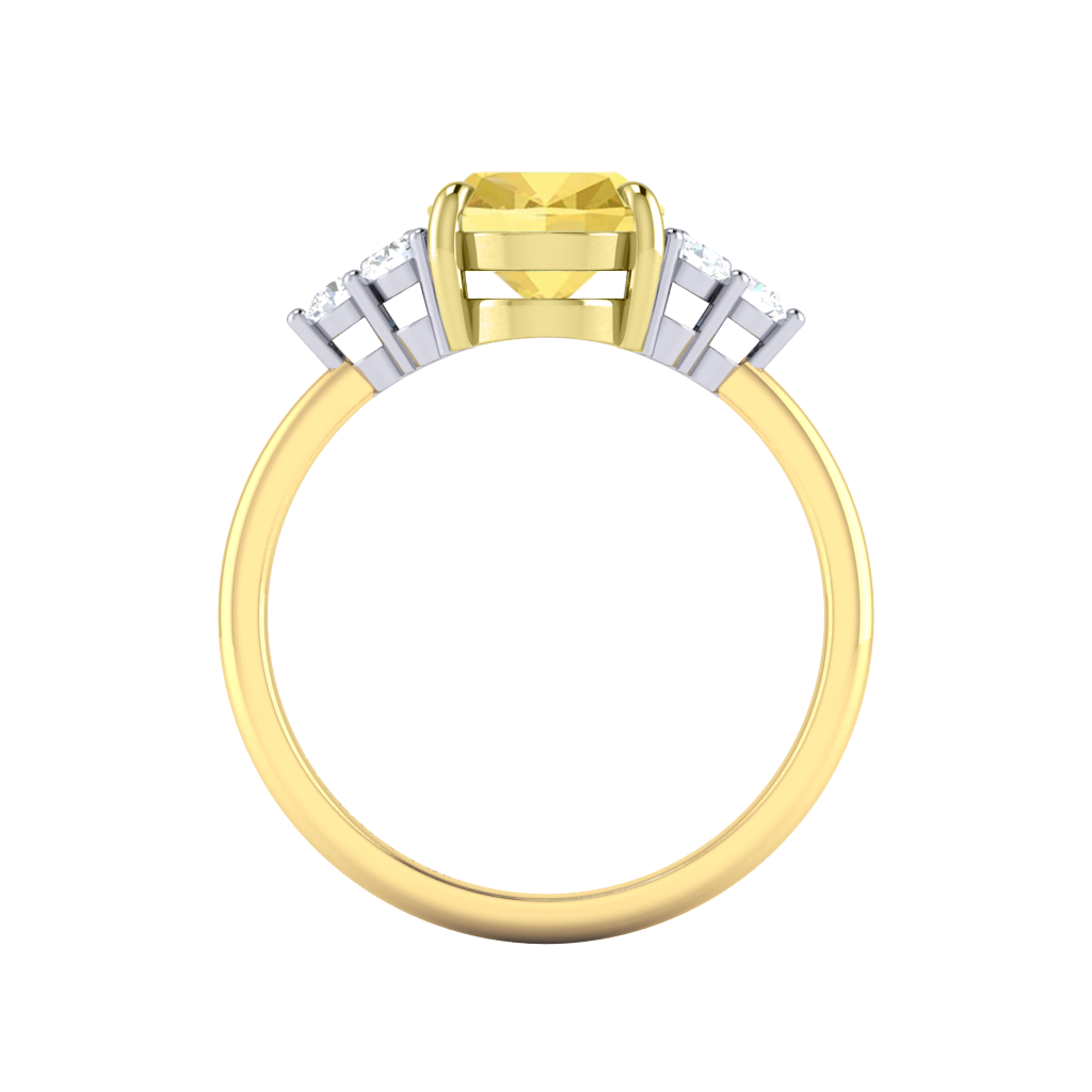 Lab Grown Yellow Solar Diamond Trefoil 18K Yellow Gold Ring