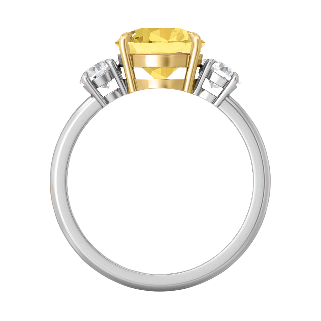 Lab Grown Yellow Solar Diamond Trilogy Platinum Ring